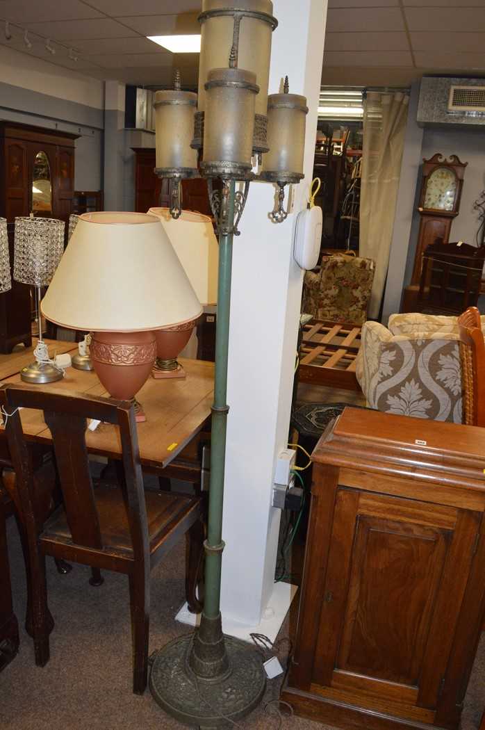 Lot 804 - An Art Deco standard lamp and shades
