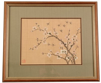 Lot 40 - A Chinese silk wall hanging; and a framed Chinese painting on silk.  (2)