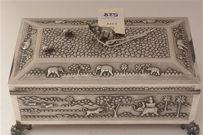 Lot 528 - Indian silver box and hand mirror