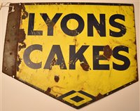 Lot 130 - Lyons cakes double sided enamel sign