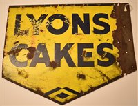 Lot 130 - Lyons cakes double sided enamel sign