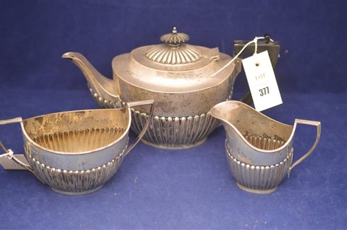 Lot 377 - Three piece silver tea set