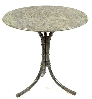 Lot 839 - A cast iron and marble top garden table