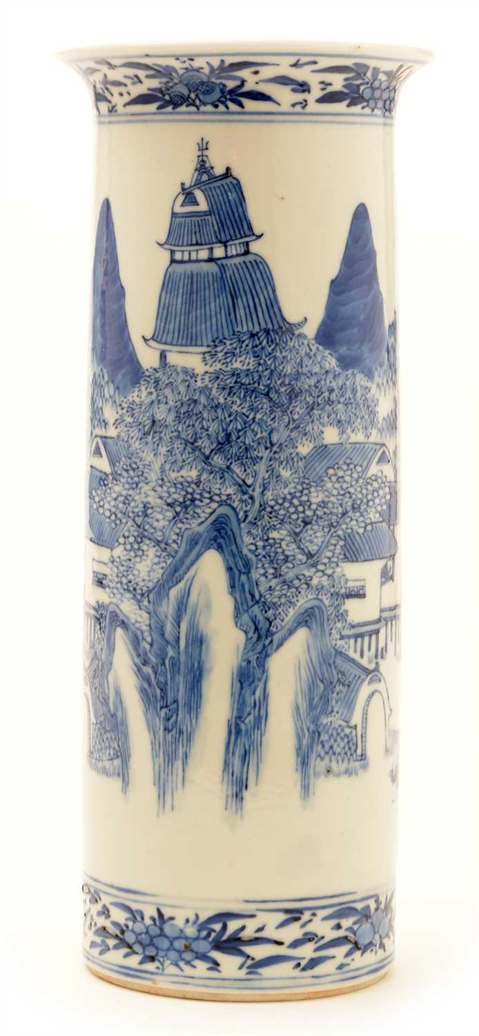 Lot 4 - A late 19th Century Chinese blue and white porcelain sleeve vase.