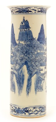 Lot 354 - A late 19th Century Chinese blue and white porcelain sleeve vase.