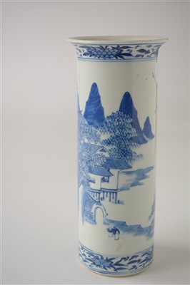 Lot 4 - A late 19th Century Chinese blue and white porcelain sleeve vase.