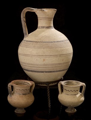 Lot 143 - Three Iron Age Cypriot amphoras; and an Export Licence.