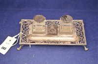 Lot 383 - Silver pen and ink stand