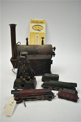 Lot 254 - Static steam engine, trains and thermometer