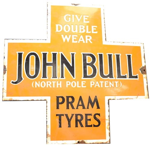 Lot 138 - John Bull pram tyres enamel sign