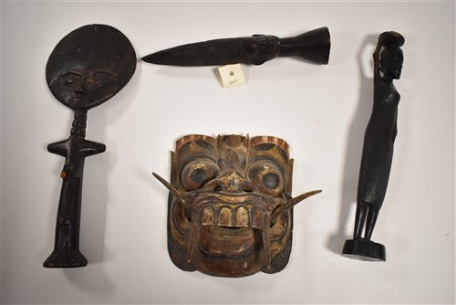 Lot 66 - Tribal mask and figures