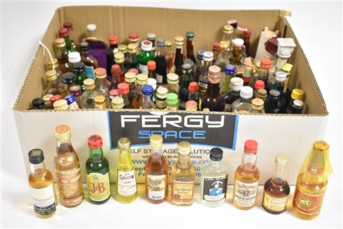 Lot 1108 - Miniature whisky, wine and liqueurs