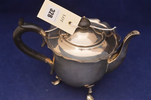 Lot 328 - Silver teapot