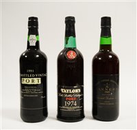 Lot 1012 - Three bottles of port