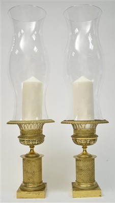 Lot 449 - Pair of gilt metal candle holders