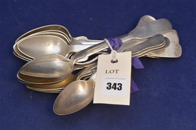 Lot 343 - Fourteen Dutch silver teaspoons
