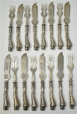 Lot 529 - German silver fish knives and forks