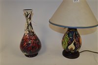 Lot 552 - Moorcroft vase and lamp