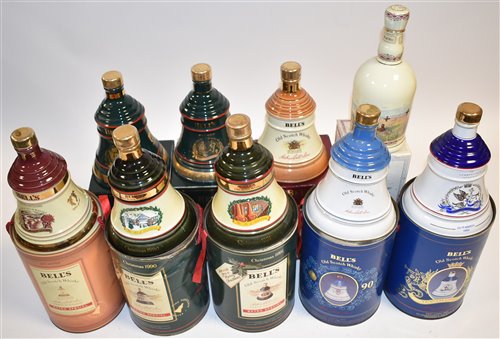 Lot 1005 - Nine Whisky decanters, mostly full