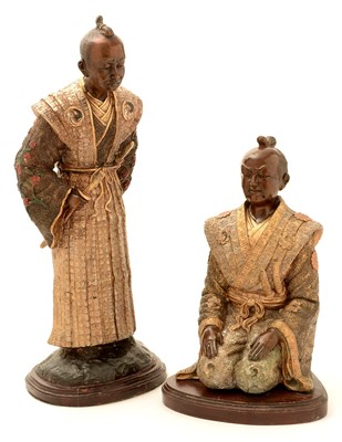 Lot 59 - A pair of Japanese style cold painted bronze figures.