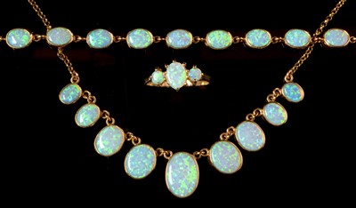 Lot 601 - Opal Necklace, Bracelet and Ring