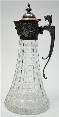 Lot 491 - Silver mounted cut glass claret jug
