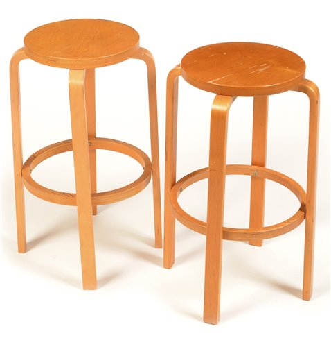 Lot 73 - Pair of bent plywood stools.