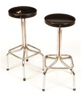 Lot 74 - Pair of mid 20th Century chromed metal kitchen bar stools.