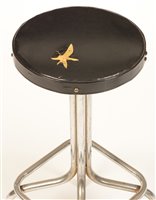 Lot 74 - Pair of mid 20th Century chromed metal kitchen bar stools.