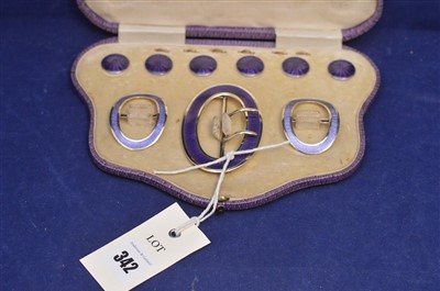 Lot 342 - Enamel buckle and button set