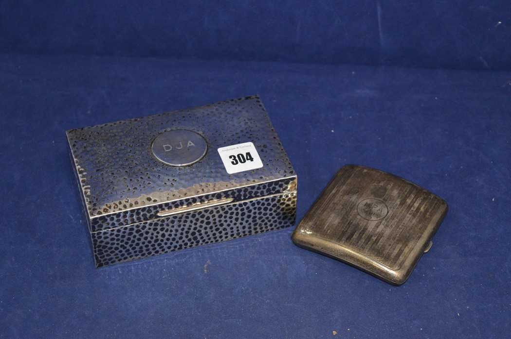 Lot 304 - Silver mounted cigarette box and cigarette case