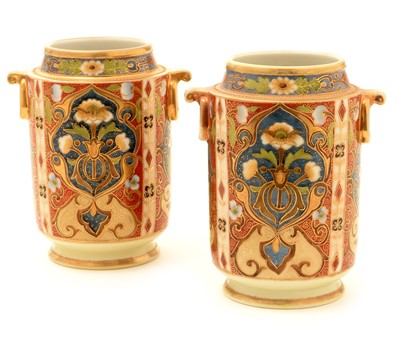 Lot 55 - A pair of early 20th Century Noritake porcelain vases.