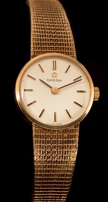 Lot 13 - A 1970's 9ct. gold lady's Omega watch.