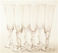 Lot 37 - A set of six 'Snow Dove' champagne glasses.