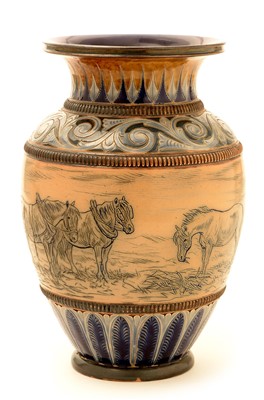 Lot 122 - Hannah B. Barlow: a Doulton Lambeth stoneware vase.