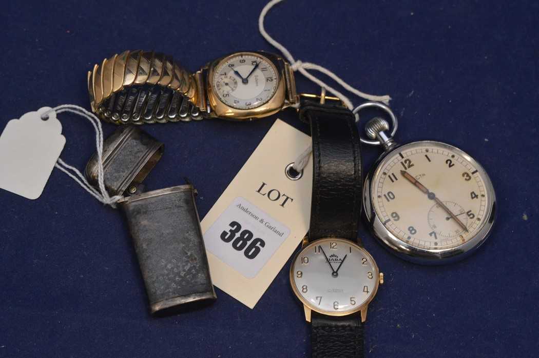 Lot 386 - Military pocket watch and other items
