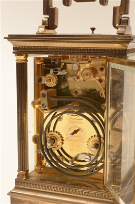 Lot 747 - Matthew Norman: a 20th Century brass cased carriage alarm clock