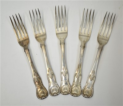 Lot 506 - Five silver table forks