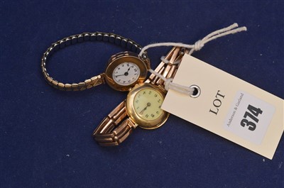 Lot 374 - 18ct lady's wristwatch and another