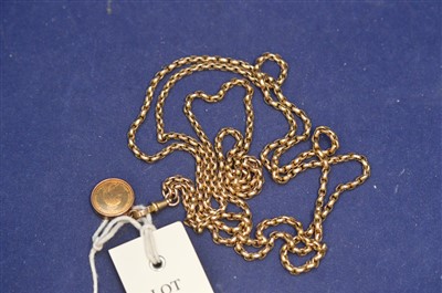 Lot 376 - Yellow metal chain and coronation coin
