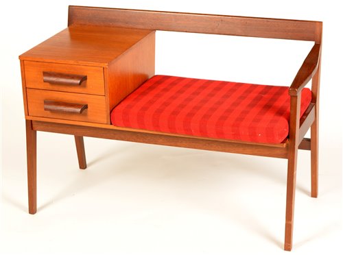 Lot 78 - Chippy Heath: a teak telephone seat/table.