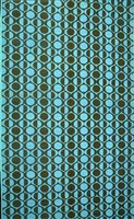 Lot 289 - Screen printed fabric, c1970's: olive green circles on light blue background