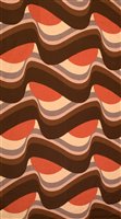 Lot 290 - Screen printed fabric, c1970's,  brown, beige and soft brick red