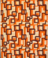 Lot 291 - Screenp printed fabric, c1970's, shades of orange and brown large and small squares
