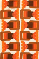 Lot 293 - Screen printed fabric, c1970's, orange and mustard squares and brown and white