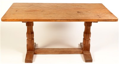 Lot 837 - Robert "Mouseman" Thompson, Kilburn: an oak refectory dining table.