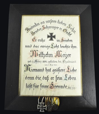 Lot 1630 - First World War German medals and inscription