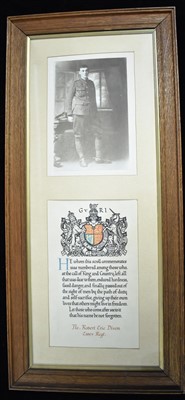 Lot 1860 - First World War Memorial Plaque paper