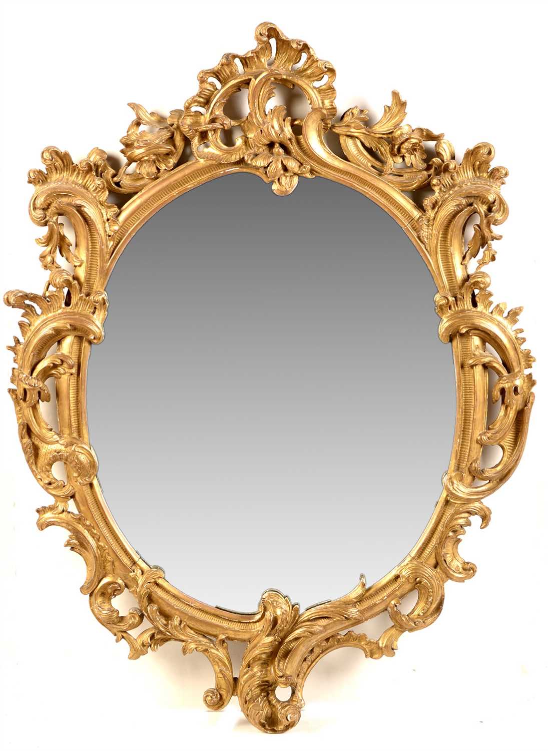 Lot 754 - A 19th Century carved giltwood and gesso wall mirror