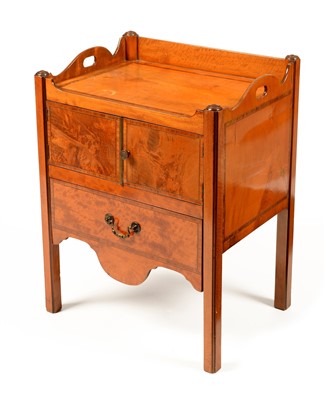 Lot 784 - A George III satinwood and tulip wood bedside table.
